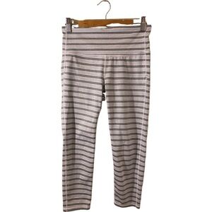 Athleta cropped yoga pants/leggings. Size S. Light gray and white stripes.